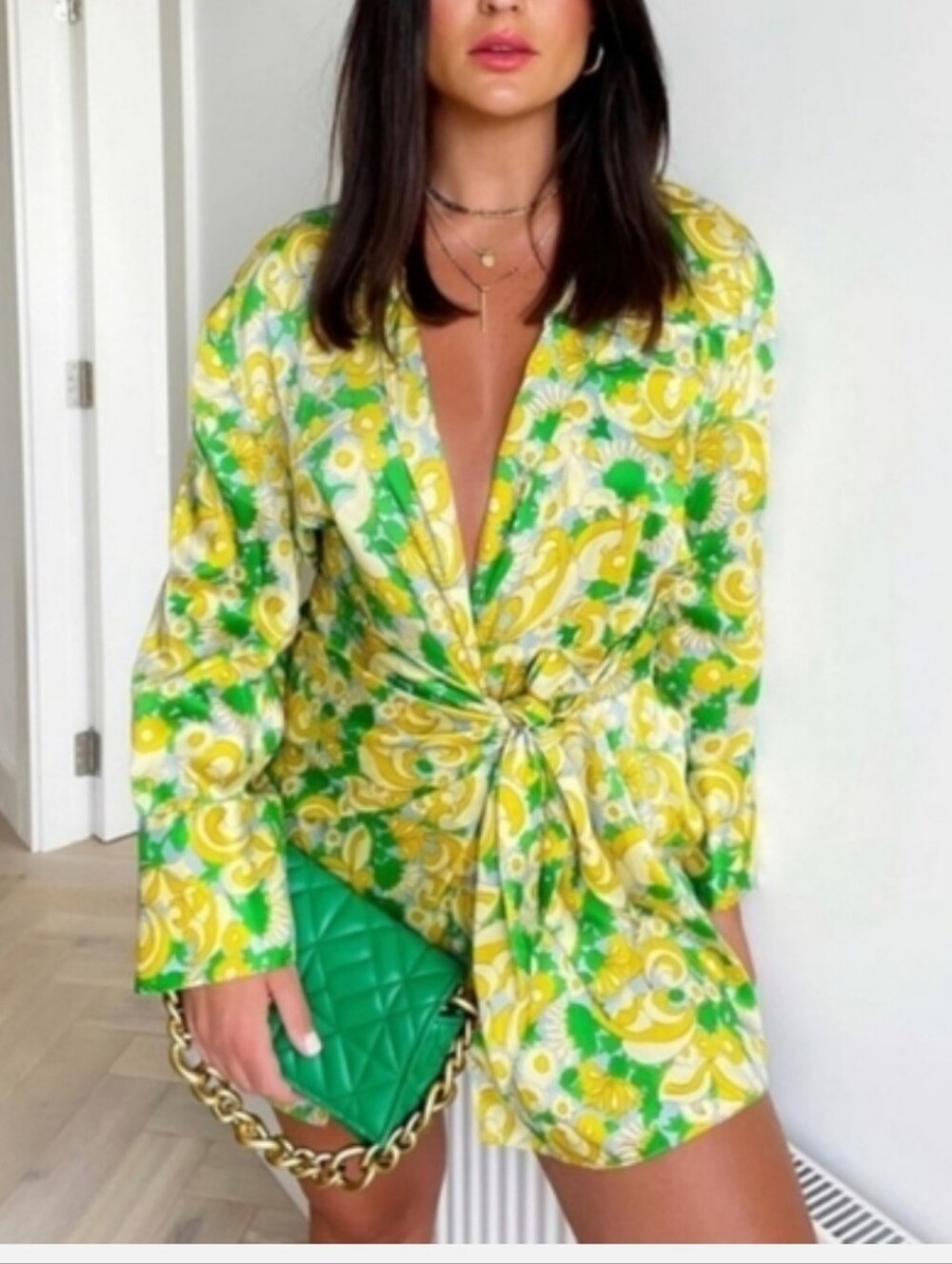 NWT Zara Floral Satin Wrap Dress Size Medium